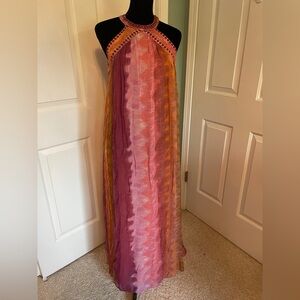 NWT Zara Sequin beaded embellished Tie-Dye maxi Dress - Large